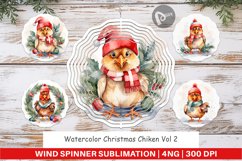 Wind Spinner Watercolor Christmas Chiken Product Image 1