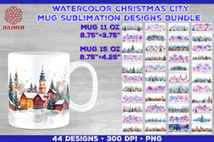 Watercolor Christmas City Mug Sublimation Design Bundle Product Image 1