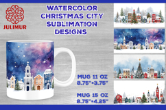 Watercolor Christmas City Mug Sublimation Design Product Image 1
