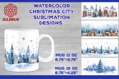 Watercolor Christmas City Mug Sublimation Design Bundle Product Image 11