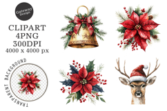 Watercolor Christmas Clipart Product Image 1
