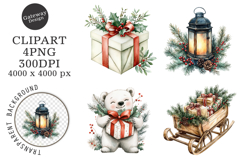 Watercolor Christmas Clipart Product Image 1
