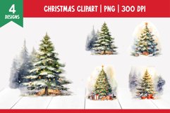 Christmas Watercolor Clipart Sublimation |Christmas Tree PNG Product Image 1