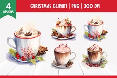 Christmas Watercolor Clipart Sublimation | Hot Cocoa PNG Product Image 1