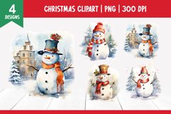 Christmas Watercolor Clipart Sublimation | Snowman PNG Product Image 1