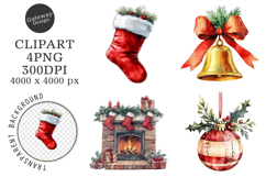 Watercolor Christmas Clipart Product Image 1