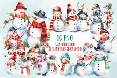 Watercolor Christmas Snowmen Bundle Product Image 1