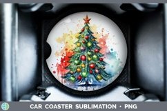 GorgeousWatercolor Christmas Car Coaster design.