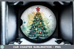 GorgeousWatercolor Christmas Car Coaster design.
