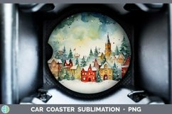 GorgeousWatercolor Christmas Car Coaster design.