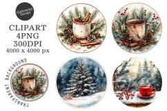 Watercolor Christmas Coaster Clipart Product Image 1