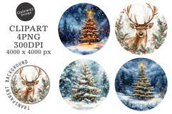 Watercolor Christmas Coaster Clipart Product Image 1