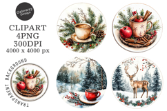 Watercolor Christmas Coaster Clipart Product Image 1