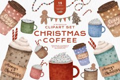 Download Watercolor Christmas Coffee and Sweets Clipart png Latte Cup to design your christmas invitation, t-shirt designs, sublimation designs, tumbler