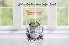 Watercolor Christmas Coffee Clipart, Christmas Mug PNG Product Image 4