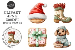 Watercolor Christmas Cookie Clipart Product Image 1