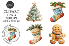 Watercolor Christmas Cookie Clipart Product Image 1