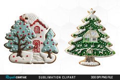 Watercolor Christmas Cookie House Clipart Product Image 1