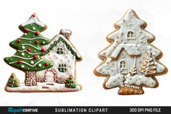 Watercolor Christmas Cookie House Clipart Product Image 1