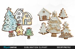 Watercolor Christmas Cookie House Clipart Product Image 1