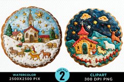 Watercolor Christmas Cookies PNG Set Clipart Product Image 1