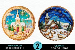 Watercolor Christmas Cookies PNG Set Clipart Product Image 1