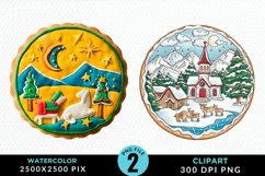 Watercolor Christmas Cookies Clipart Product Image 1