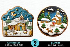 Watercolor Christmas Cookies PNG Set Clipart Product Image 1