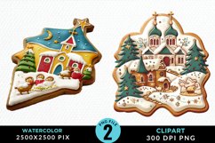 Watercolor Christmas Cookies Graphic Clipart Product Image 1