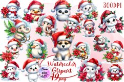 Watercolor Christmas Cute Animals clipart Product Image 1