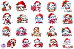 Watercolor Christmas Cute Animals clipart Product Image 2