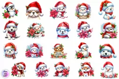 Watercolor Christmas Cute Animals clipart Product Image 2
