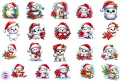 Watercolor Christmas Cute Animals clipart Product Image 2