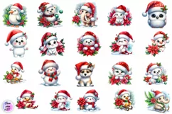 Watercolor Christmas Cute Animals clipart Product Image 2