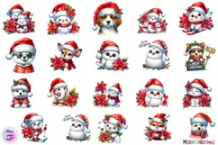 Watercolor Christmas Cute Animals clipart Product Image 2