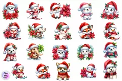 Watercolor Christmas Cute Animals clipart Product Image 2