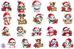 Watercolor Christmas Cute Animals clipart Product Image 2