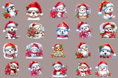Watercolor Christmas Cute Animals clipart Product Image 3