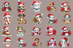 Watercolor Christmas Cute Animals clipart Product Image 3