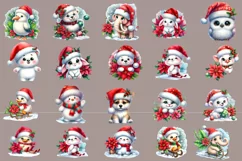 Watercolor Christmas Cute Animals clipart Product Image 3
