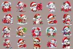 Watercolor Christmas Cute Animals clipart Product Image 3