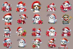 Watercolor Christmas Cute Animals clipart Product Image 3
