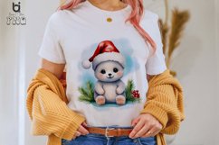 Watercolor Christmas Cute Baby Animal Sublimation Clipart Product Image 2