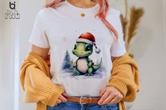 Watercolor Christmas Cute Dinasaur Sublimation PNG Clipart Product Image 2