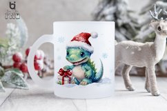 Watercolor Christmas Cute Dinasaur Sublimation PNG Clipart Product Image 3