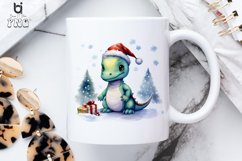 Watercolor Christmas Cute Dinasaur Sublimation PNG Clipart Product Image 4