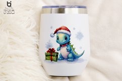 Watercolor Christmas Cute Dinasaur Sublimation PNG Clipart Product Image 5
