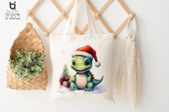 Watercolor Christmas Cute Dinasaur Sublimation PNG Clipart Product Image 6