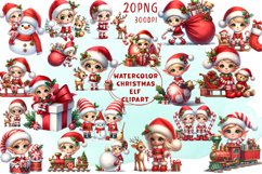 Watercolor Christmas Cute elf clipart Product Image 1