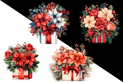 Watercolor Christmas decor clipart winter flowers Product Image 2